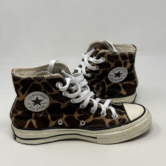 Converse Chuck 70 Hi Sneakers Shoes Womens 5 Cheetah Print Pony Hair Shoes - Picture 1 of 16